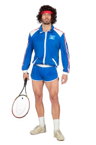 WILBERS & WILBERS 5160-80er Jahre Tennis Outfit, Shorts und Jacke, Karneval Kostüm Herren