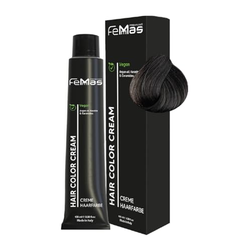 FemMas Haarfarbe Hellbraun Asch Intensiv 5.11 I Creme Haarfarbe mit Arganöl, Keratin & Ceramiden I Als dauerhafte Haarfärbung oder Tönung für strahlende, haltbare Farbergebnisse I 100 ml