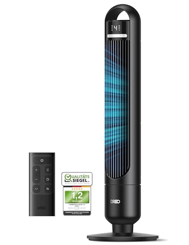 Dreo 23dB Leiser Turmventilator, Fernbedienung für Schlafzimmer, Tower Fan mit 4 Geschwindigkeiten, 3 Modi, 9,8 m Windreichweite, 8H Timer, 90° Oszillierend für Wohnzimmer