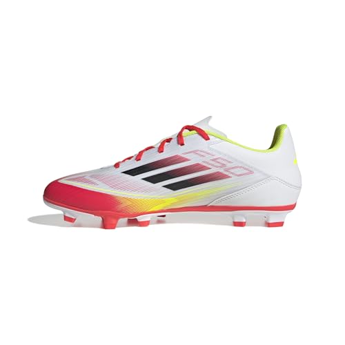 adidas Unisex F50 Club Football Boots FG/MG, Cloud White/Core Black/Solar Yellow, 46 EU