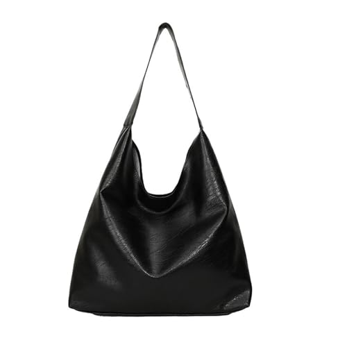LIUYIDM Damen Handtasche Schultertasche PU Leder Tote Bag Vintage Hobo Tasche mit Verstellbarem Gurt für Arbeit Schule Shopper Lässige täglich （Schwarz）