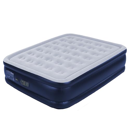 HikerSKY Selbstaufblasbare Luftmatratze King Size mit integrierter Pumpe, aufblasbare Matratze mit Comfort Plush, für Zuhause, Gäste und Camping (Blau, 198x147x45cm)