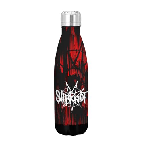 Rocksax 500 ml Trinkflasche Slipknot Glitch 18/8 Edelstahl, auslaufsicher, 12 Stunden heiß 24 Stunden kalt, 26,5 cm hoch x 7 cm Durchmesser, offizielles Lizenzprodukt