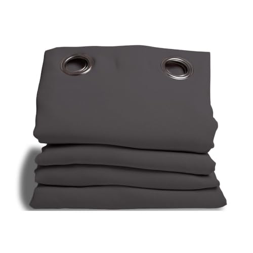 3in1 Lärmschutzvorhang zur Isolierung gegen Lärm, Licht & Kälte, Patentierte Technologie, Oeko-Tex®, Grau - Metall, 140 x 260 (BxH) cm, Ösen (1 Vorhangschal)