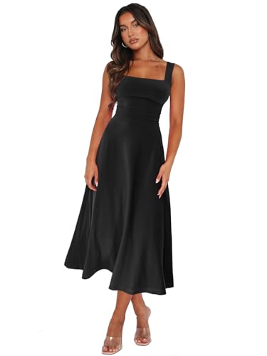 CADTARBAB Damen Sommer Ärmellos Langes Kleid Elegantes Spaghettiträger Rückenfreies Maxikleid Freizeitkleid Sexy Tank Lounge Kleider (L)