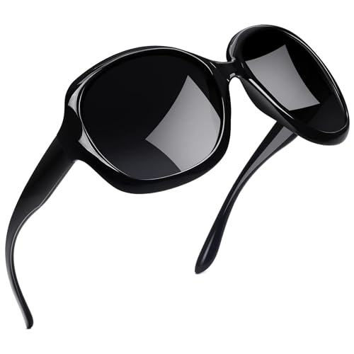 Joopin Übergroße Sonnenbrille Damen Schwarz und Polarisierte Große Sonnenbrille Modern Trendy 2025 Oversized Brille Quadratische UV400 für Fahren und Reisen (Mode Schwarz)