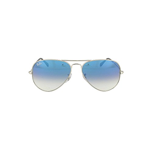 Ray-Ban – Pilotenbrille – RB3025 Metall Pilotenbrille polarisiert -, Silber/Kristallverlauf Hellblau, Medium 58 mm