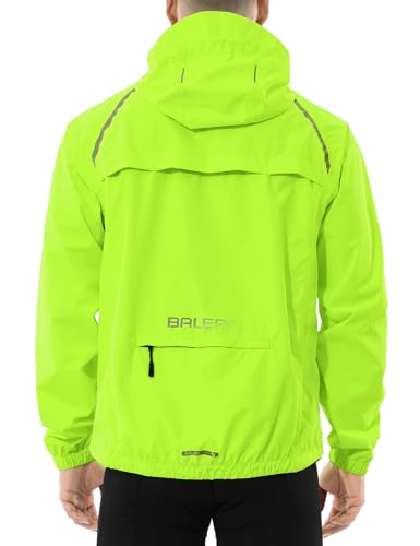 baleaf Fahrradjacke Herren Regenjacke Wasserdicht Atmungsaktiv Wanderjacke Windbreaker Outdoor Jacken Leichte Windjacke Trekking Regenjacke Radjacke Fluorescent Gelb L