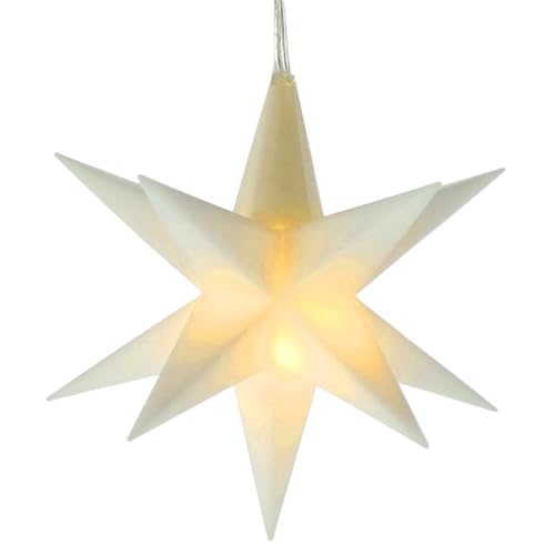 Spetebo LED Weihnachtsstern 3D warm weiß 12 cm mit Timer - weiß - Deko Leuchtstern Batterie betrieben für Außen und Innen - Stern Fensterdeko Weihnachten Advent Winter Garten Deko Leuchte Outdoor