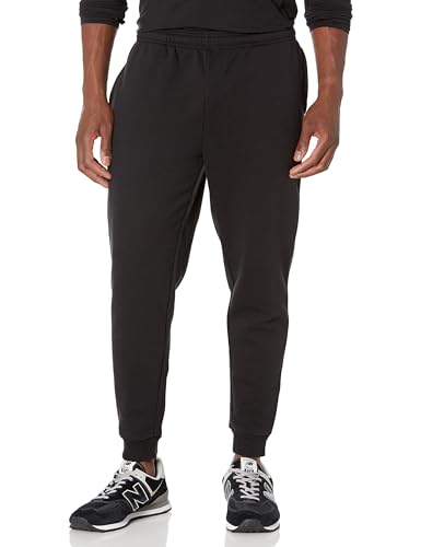 Amazon Essentials Herren Entspannte Jogginghose, Fleece, Bequeme Passform, Schwarz, L