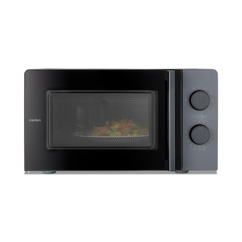 MEDION Mikrowelle klein (17 Liter, 700 Watt kompakt und platzsparend, 5 Mikrowellenstufen, Auftaufunktion, Timerfunktion, MD12211) grau [MODELL 2025]