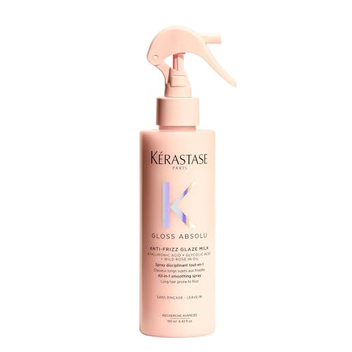 Kérastase Gloss Absolu Anti-Frizz Glaze Milk, All-in-1-Pflegespray für langes, zu Frizz neigendes Haar, Mit Hyaluronsäure, Glykolsäure und Wildrosenöl, Hitzeschutz bis zu 230 °C, 190ml