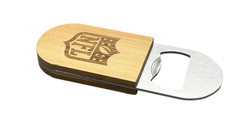 American Football - Bambus Flaschenöffner - Rostfreier Stahl - 10 cm
