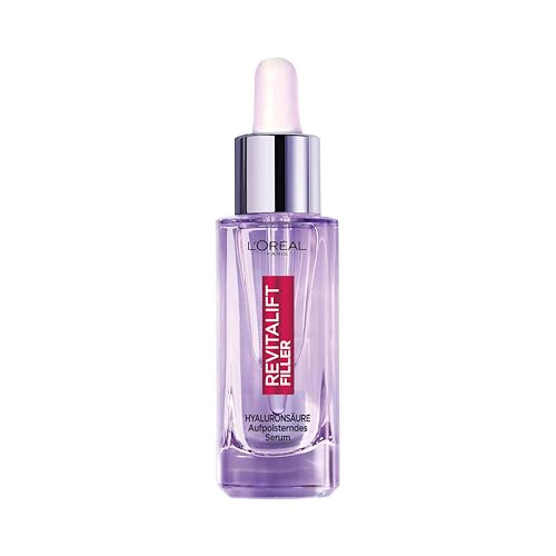 L'Oréal Paris Aufpolsterndes Serum: für Faltenminderung & jugendlich und praller aussehende Haut mit [1,5% Hyaluronsäure], Gesichtsserum, Revitalift Filler, 1 x 30 ml