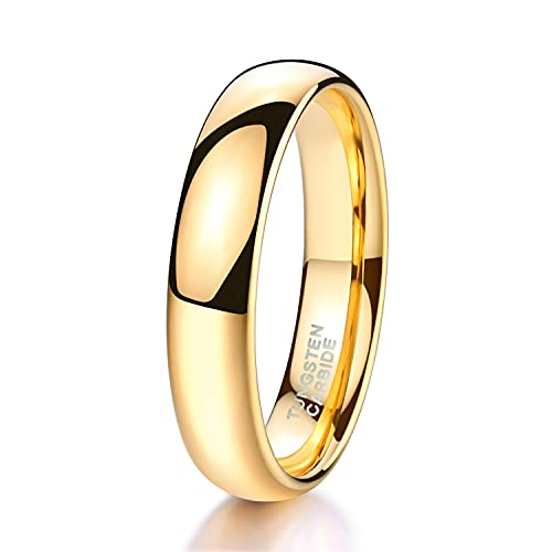 Ring Damen Herren 2mm 4mm 6mm 8mm Gelbgold Wolfram Poliert Schmal Ringe Verlobungsringe Ehering Hochzeitsband (4mm, 60 (19.1))