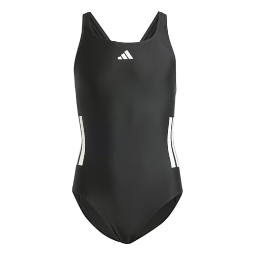 adidas Mädchen 3-Stripes C-Back Swimsuit Kids, Black/White, 13-14 Years