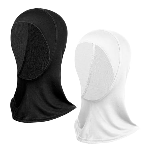 Molain 2pcs Hijab Kopftücher, Hijab Kappen, Dehnbare Hijab Unterkappen, Elastische Hijab Unterkopftücher Elastische Hijab Unterschals Vollständiger Atmungsaktive Hijab Kappen für Frauen(weiß+schwarz)