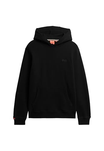 Superdry Herren Leicht aufgerautes Essential Logo Hoodie Schwarz L