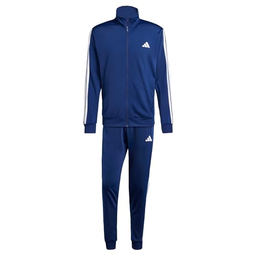 adidas Herren SPORTSWEAR BASIC 3 STRIPES TRICOT TRACKSUIT, Dark Blue, XL