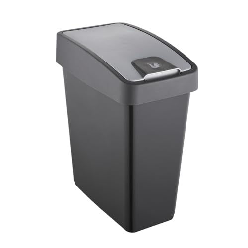keeeper Premium Abfallbehälter mit Flip-Deckel, Soft Touch, 25 l, 39,5 x 24 x 47,5 cm, Magne, Grau (Graphit)