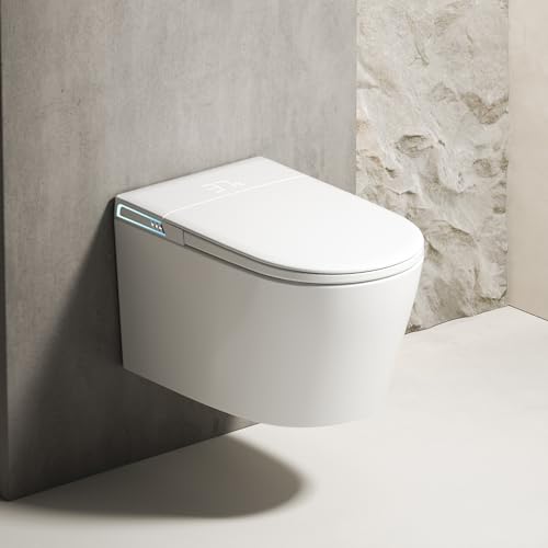 SmartSylva Smart-Wand-WC-Kombination, automatische Spülung, automatisch öffnender/schließender Deckel, beheizter Sitz, Warmwasser/Trockner, (Sie müssen keinen zusätzlichen Wassertank kaufen)
