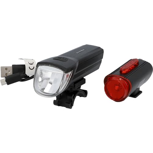 FISCHER Fahrrad-Beleuchtungsset 30/15 Lux, Akku-Leuchtenset TWIN, Front- und 360° Rückleuchte, mit Akku und USB-Ladefunktion, 2 Leuchtfunktionen, Spritzwasserschutz nach IP44, StVZO-zugelassen