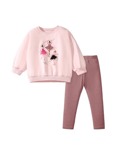 TCWWBB Mädchen Bekleidungsset Lange Tops Kinder Kleidung Baumwolle Langarm Sweatshirt Top+Leggings Rock Hose Einhorn Outfits Kleidung Set Kinder 2 Piece Set Größe 1-7 Jahre 92 98 104 110 116 122