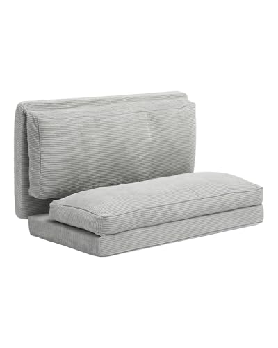 VEVOR 3 in 1 Klappsofa faltbares Schlafsofa mit 2 Kissen & waschbarem Bezug, umwandelbarer Schlafsessel aus 25D Memory Foam, Couch für Wohnzimmer Schlafzimmer, Hellgrau (Full / 2410 x 1360 x 120 mm)