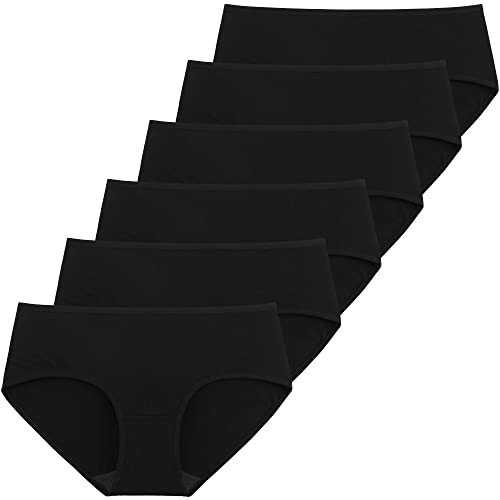 INNERSY Unterhosen Damen Schwarz Stretch Baumwolle Hipster Unterwäsche 6er Pack (M/40 EU, 6 Schwarz)
