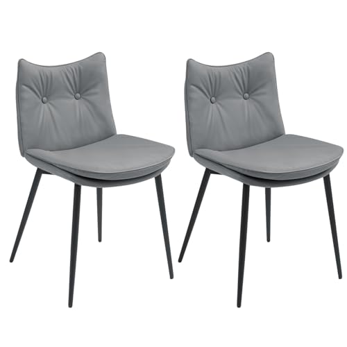 EROMMY Esszimmerstühle Set, Küchenstühle, ergonomische Essstühle, Stühle Esszimmer mit Verstellbarer Fußpads, Kunstleder Polsterstuhl für Küche Wohnzimmer Schlafzimmer (2, Grau, 46W*50D*76H cm)