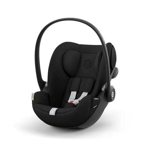 CYBEX Gold Babyschale Cloud G i-Size Comfort, Inkl. Neugeboreneneinlage, Ab Geburt bis ca. 24 Monate, Für Kinder ab 40 cm bis 87 cm, Max. 13 kg, Magic Black