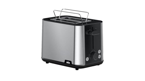 Braun PurShine Toaster HT1510 BK – Doppelschlitz-Toaster, 8 Röstgrade, Aufwärm- & Auftaufunktion, Ausziehbare Krümelschale, 900 Watt, Schwarz