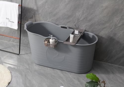 Mobile Badewanne für Erwachsene XL Ideal für das kleines Badezimmer 120 * 53 * 62cm Stylisch und Stimmungsvoll (Grau)