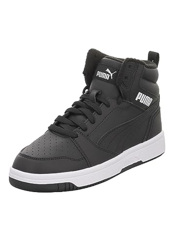 Puma Unisex Kinder Rebound V6 Mid WTR Jr Sneaker, Black White, 37 EU