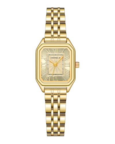 CIVO Armbanduhr Damen Gold Damenuhr: Vintage Rechteckiges Analog Wasserdicht Edelstahl Kleine Uhren - Geschenke für Mama Frau Freund