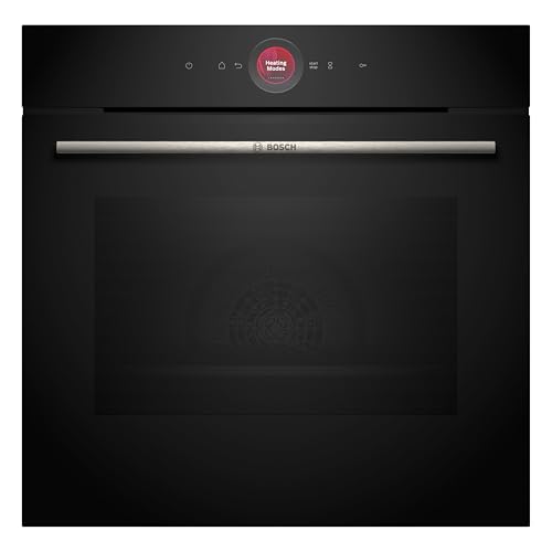 Bosch HBG7221B2, Serie 8 Smarter Einbau-Backofen, 60 x 60 cm, Made in Germany, Hydrolyse Reinigung, Air Fry, Bosch Assist Automatikprogramme, 3D Heißluft, Farbiger Touchscreen mit Bedienring, Schwarz
