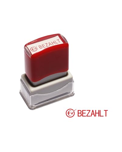 BEZAHLT Textstempel - Office Stempel für Dokumente Selbstfärbender Stempel Praktischer Bürostempel für täglichen Gebrauch – Rot