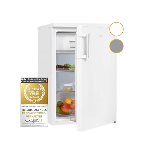 Exquisit Kühlschrank KS516-4-H-010D weiss | 120 L Volumen | Kühlschrank mit Gefrierfach freistehend | 4* Gefrieren | LED-Licht | Türanschlag wechselbar