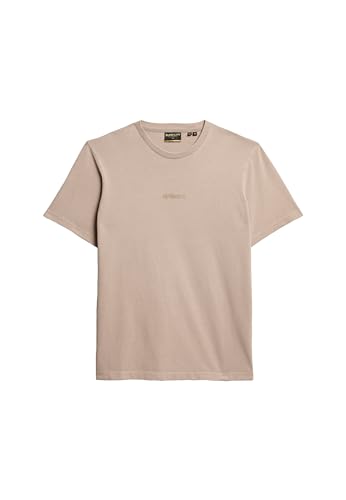 Superdry Herren Micro T-Shirt mit Logo Dunkelbeige Strukturiert XXXL
