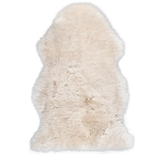 Knutzen Wohnen Lammfell Echt 50 x 80 cm Natur - Natürliches & wärmendes Lammfell für Sofa - Kuscheliger Begleiter für Ihr gemütliches Zuhause