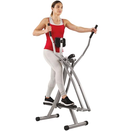 Sunny Health & Fitness SF-E902 Air Walk Crosstrainer Glider, LCD-Monitor, 100 kg max. Gewicht, 762 mm Schrittlänge, Hometrainer, Crosstrainer, Fitnesscomputer, zusammenklappbar, Schwarz, Einheitsgröße