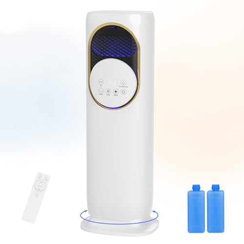 Ventilator mit Heizlüfter und Luftkühler, 2-in-1 Heiz- und Kühlventilator & Luftbefeuchter, Tragbare Klimaanlage, Elektrischer PTC Keramik, 4L Wassertank, 3 Windstufen, Elektroheizung (Weiß-01)