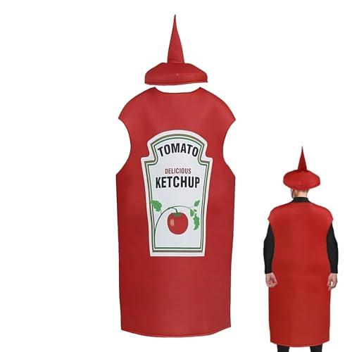 Lpoppcx Halloween Kostüm Ketchup Für Erwachsene Senf Kostüms Ketchup Cosplay Outfit Für Erwachsene Lustige Verkleidung Karneval Fasching Halloween Kostüm Accessoires Faschingskostüm Karneval