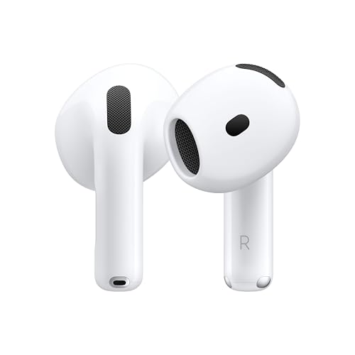Apple AirPods 4 Kabellose Kopfhörer, Bluetooth Kopfhörer, Personalisiertes 3D Audio, Schutz vor Schweiß und Wasser, USB-C Ladecase, H2 Chip, bis zu 24 Std. Wiedergabe