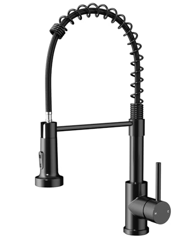 Rainsworth Wasserhahn Küche Schwarz Edelstahl - Zwei Wasserstrahlarten Hochdruck Herausziehbare Küchenarmatur mit Brause Ausziehbar, Spültischarmatur 360° Drehung Geeignet für Küchen