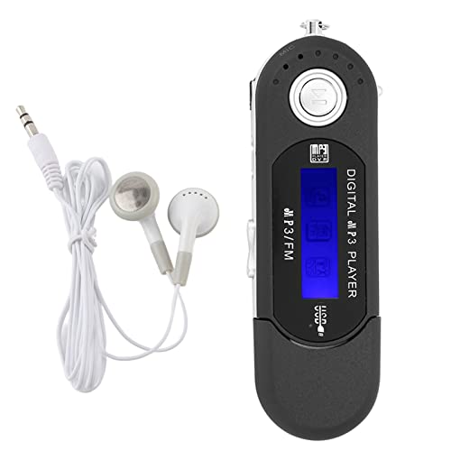Digitaler MP3 Player, Tragbarer MP3-USB-Player mit LCD-Bildschirm und 32 GB Micro SD/Speicherkarte, FM-Radio, Sprachaufzeichnung, TF-Karte(Schwarz)