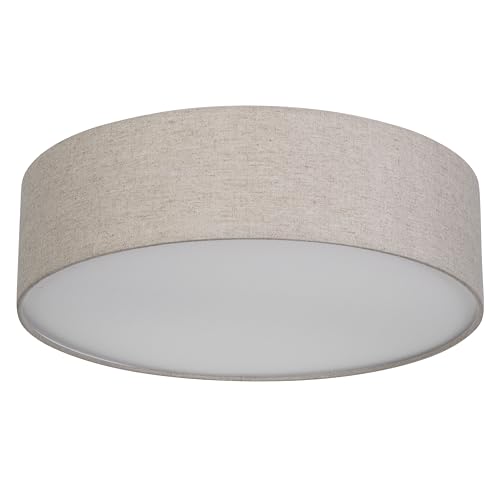 REV Deckenlampe LED - Deckenleuchte rund 40cm mit Stoff-Lampenschirm im Vintage-Look – ideal für Schlafzimmer & Wohnzimmer, taupe