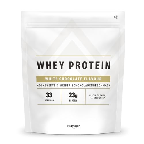Amfit Nutrition - Amazon Marke Molkeneiweiß, Weiße Schokolade-Geschmack, 1 kg (1er Pack)