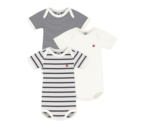 Petit Bateau Unisex BabyKurzarm-Body mit Streifen (3er Pack) , Variante 1, 3 Jahre