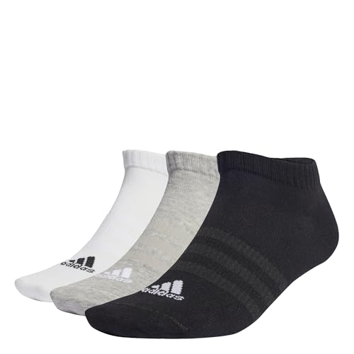 adidas Unisex Thin and Light Sportswear Low-Cut Socks 3 Pairs, Medium Grey Heather / White / Black, 6.5-8
